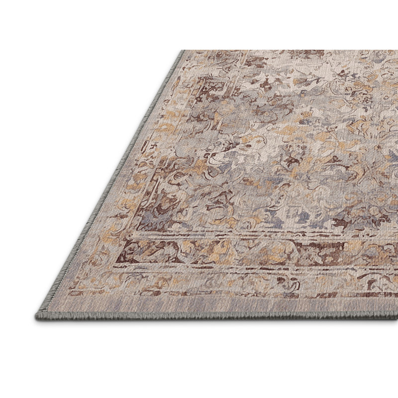 Machine Washable Gray Area Rug, Rectangle 2' x 3'
