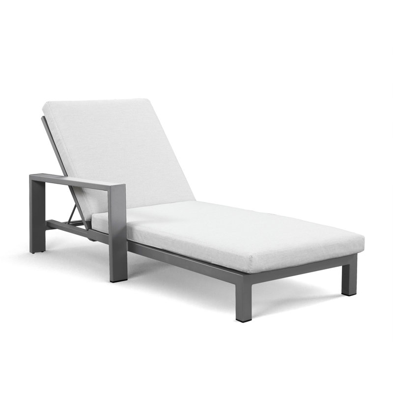 Double chaise longue d'extérieur en métal Hoyt, Coussin grisâtre / structure grise, Light Grey