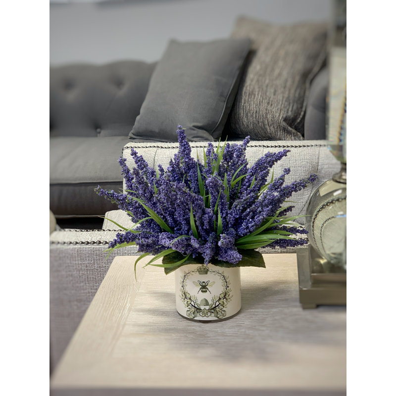 Spring Additions Lavender Heather in Decoupage Pot