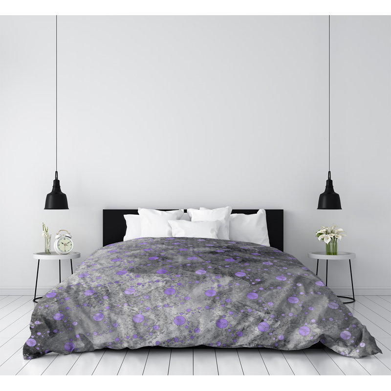 Housse de couette Katelyn Elizabeth, Housse de couette pour très grand lit, Gris / Mauve, Polyester brossé