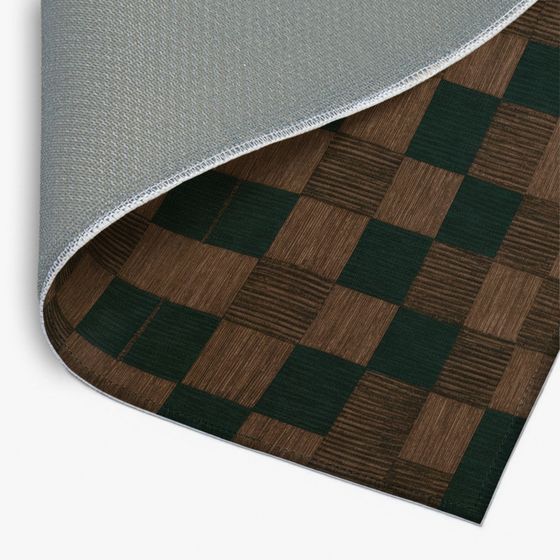 Tapis d'intérieur et d'extérieur à carreaux vert, Rectangulaire 2 pi x 3 pi