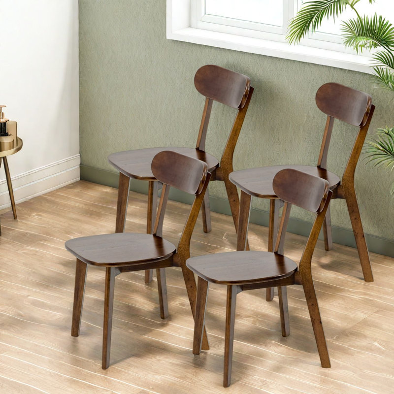 Chaises de salle à manger robustes en bois massif, noyer moderne, paquet de 4 pour la cuisine