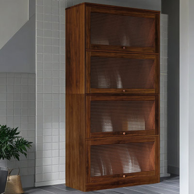 Bibliothèque contemporaine à portes fermées avec porte en verre et armoire de rangement pour plancher et plafond