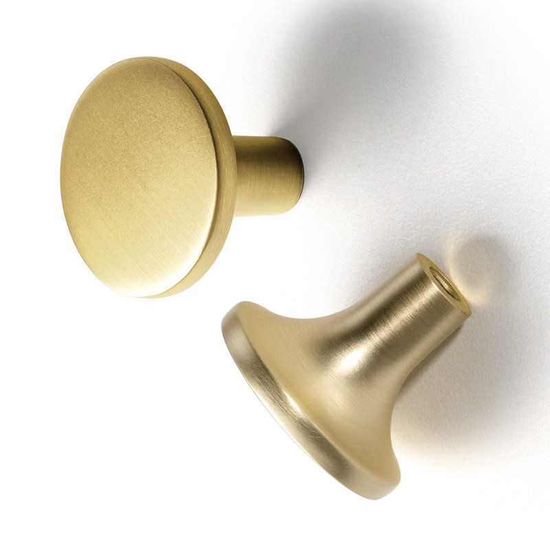 Boutons d'armoire ronds rustiques, Laiton brossé clair, 1 1/4"