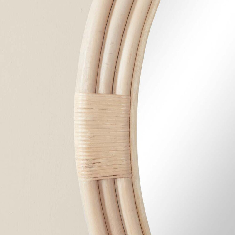 Pelicano Rattan Framed Mirror, 28" x 28"