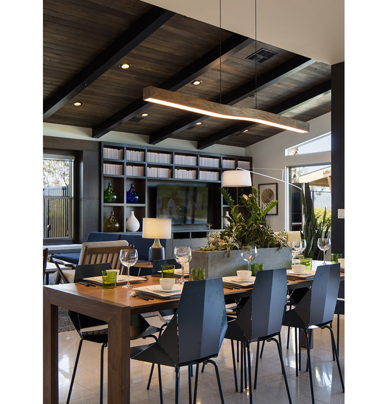 Camur 1 - Light LED Pendant, Dark Stained Walnut, 2700K