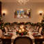 Christmas Christmas Dinner Table Scene With Trees And Piano Set of 3 Canvas Wall Art Prints-1023497856