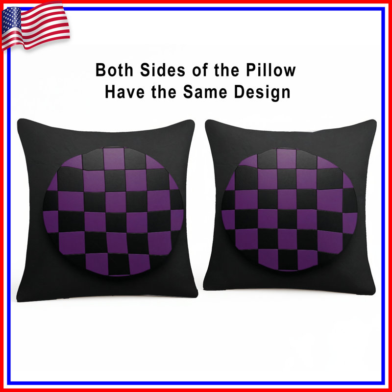 Purple Checkered Circle Double Sided Throw Pillows, 20 x 20 inches