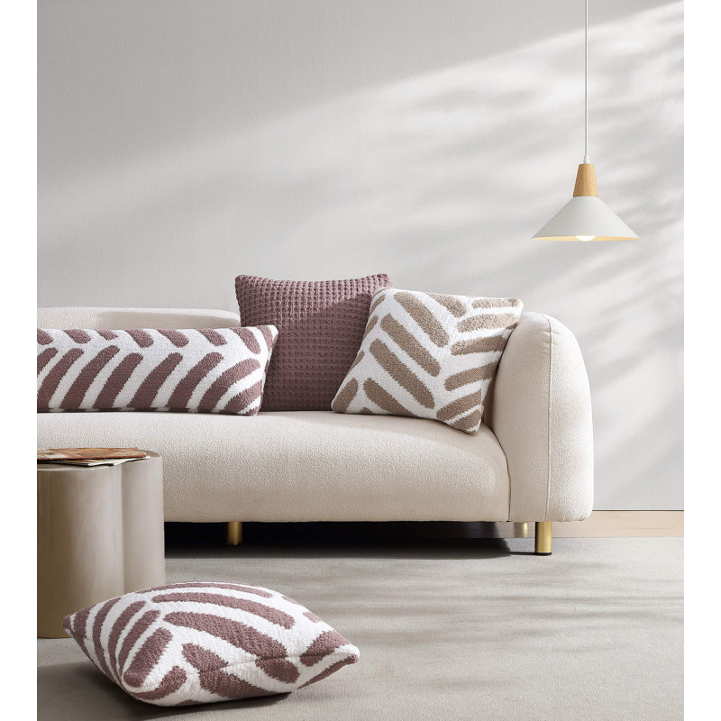 Tulum Square Pillow Cover & Insert, Biscotti/Off White Geometric