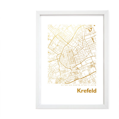 Krefeld Map - Single Picture Frame Print