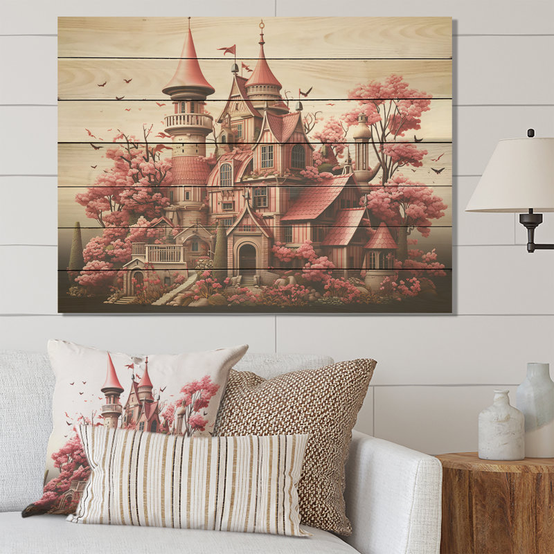 Paysage de château revisité Monets Garden - Classiques sur bois, H 24 po x l 32 po