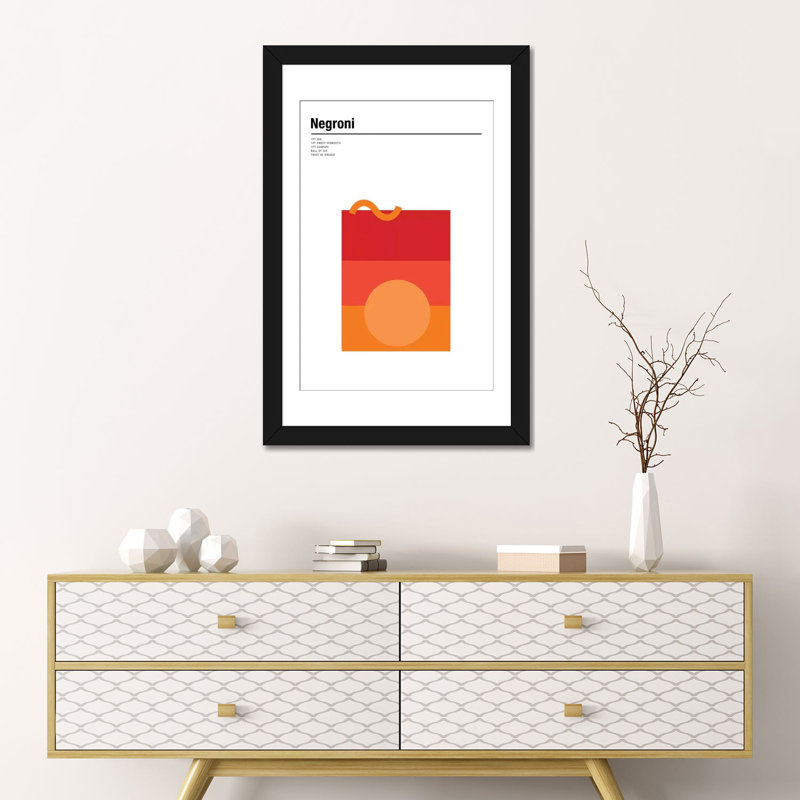 «Negroni», impression sur toile, H 24 po x l 16 po x P 1 po, Papier d'art encadré noir, Blanc