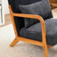 Chaise avec accoudoirs avec coussin, fauteuil de lecture moderne Mid-Century, structure en bois d'hévéa massif, gris foncé antique, adaptable à la chambre à coucher