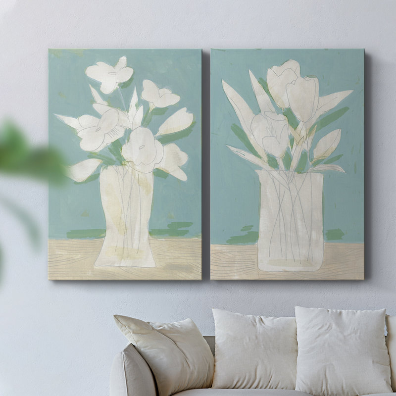 Muted Spring Arrangement I-Premium Gallery Wrapped Canvas -Ready to Hang, 36" H x 48" W