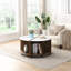 Table basse 4 pièces de style industriel en blanc. Et résistant. Facile à assembler, 2 rangements pour le salon et le jardin. Conception élégante avec table ronde blanche à 4 lignes ornées. Salle d'assemblage,