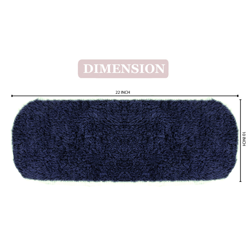 Tapis touffeté 100% coton Bublitz, très doux et lavable à la machine 10 po x 22 po, Marine