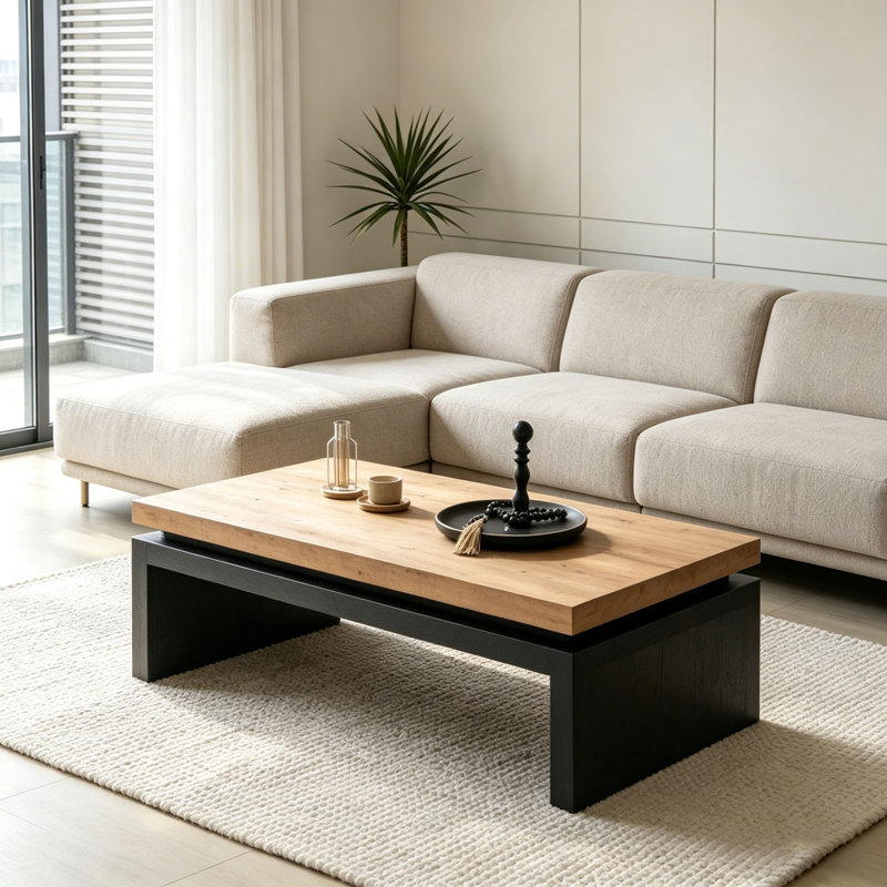 Table basse moderne, Noir + Naturel