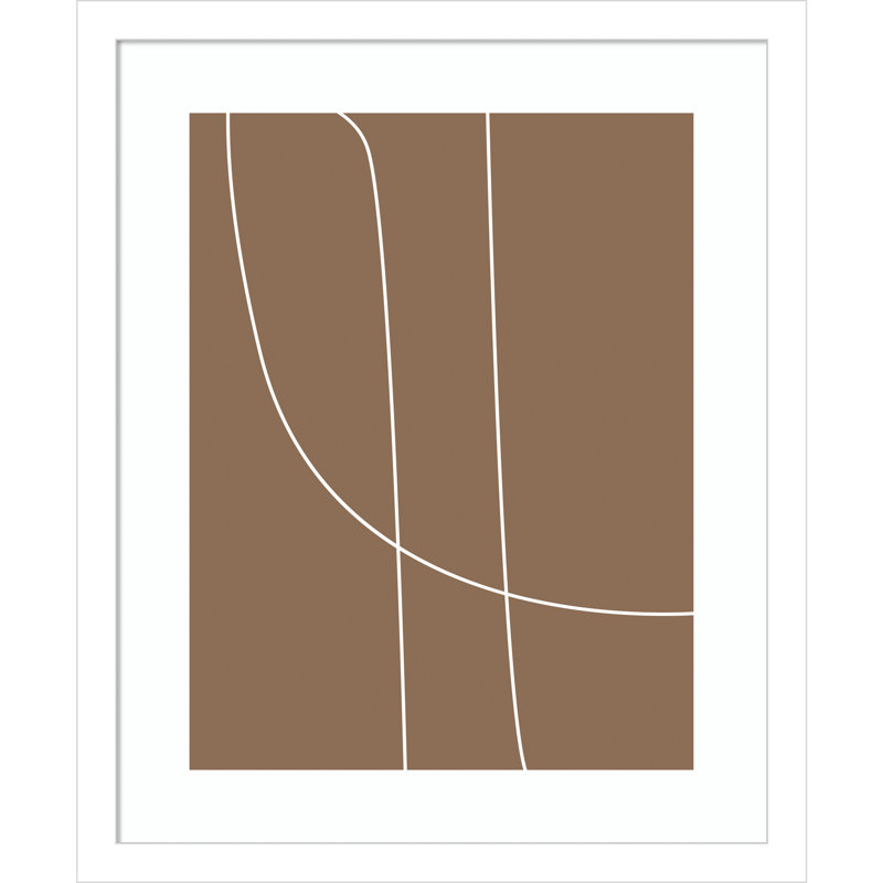 Modern Line Abstract 1 Mushroom Brown by The Creative Bunch Studio, White Framed, 17" H x 14" W x 0.8" D