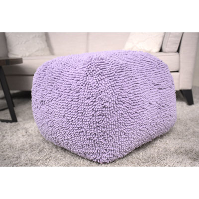 Repose-pieds en microfibre carrée en chenille teinté lavande