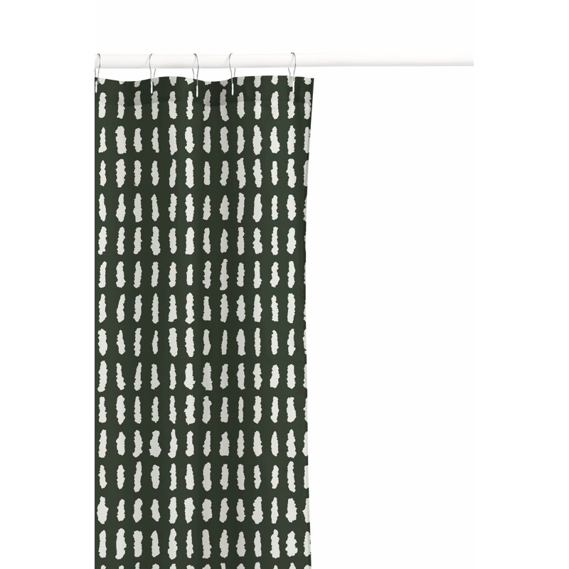 Pasture Play Ultra-Thin Lightweight Shower Curtain, Green/Chimichurri Striped