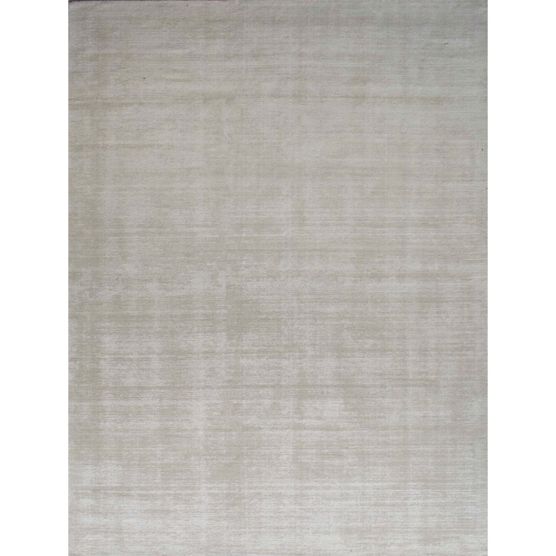 Tapis gris en laine noué à la main, Rectangle 12 pi x 15 pi