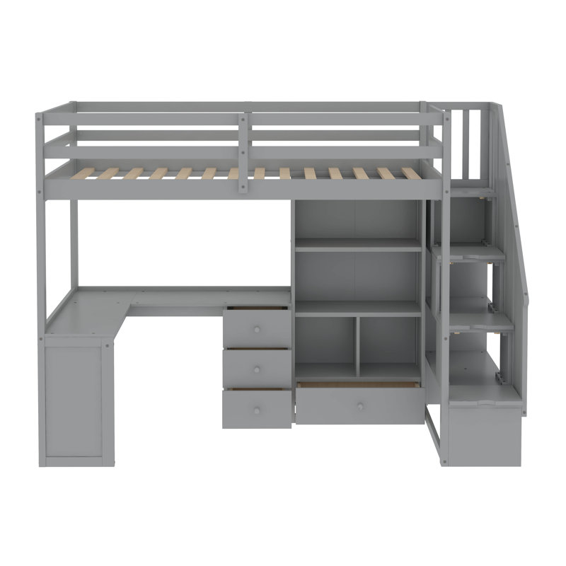 Lit mezzanine simple pour enfants Alayziah, gris