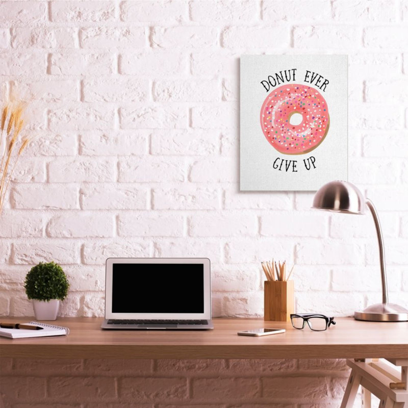 «Donut donner jusqu'à la phrase« Minimal Pastry Food Pun »par Lisa Lane - impression d'art graphique, 30" H x 24" W x 1.5" D