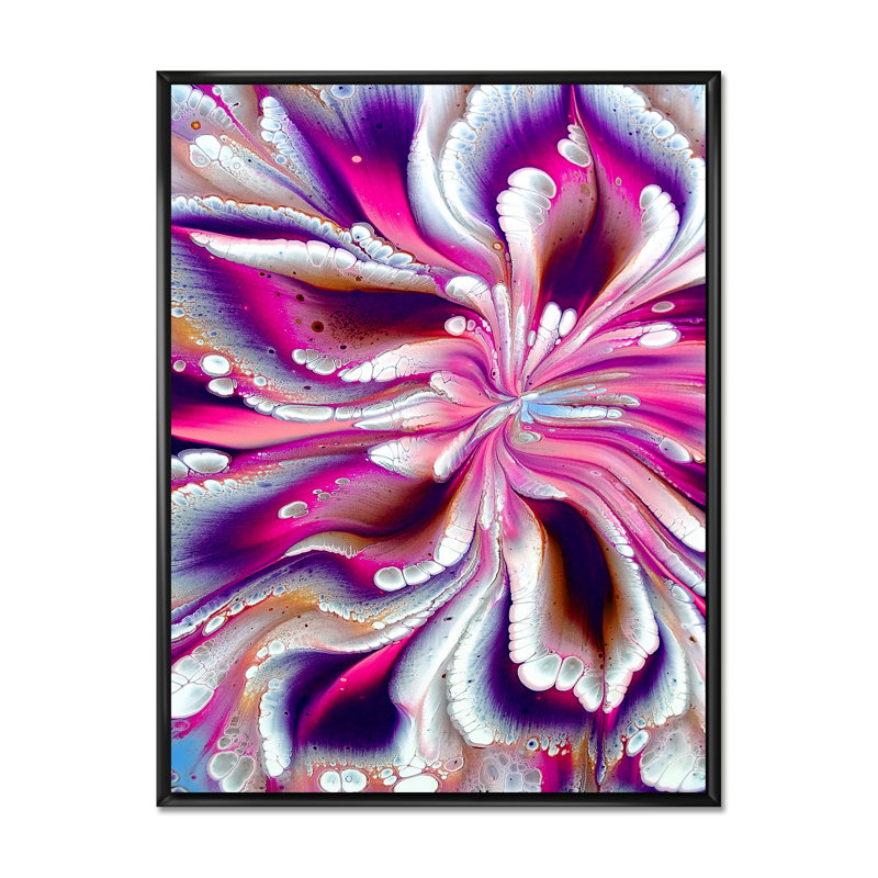 Colorful Mixed Abstract Fluid XI - Painting on Canvas, 12" H x 8" W x 1" D, Black Floater Framed