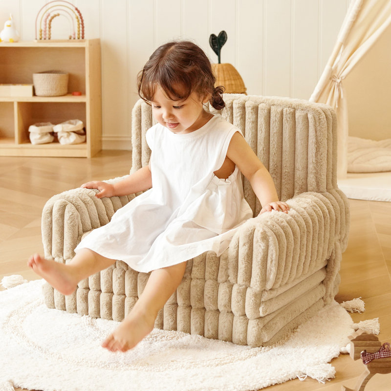 Kids Sofa, 2 In 1 Kids Fold Out Chair Convertible Sofa To Lounger, Brown