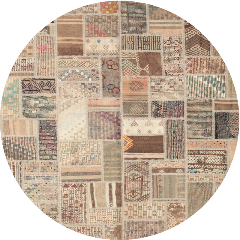 Tapis beige contemporain, Rond 8 pi