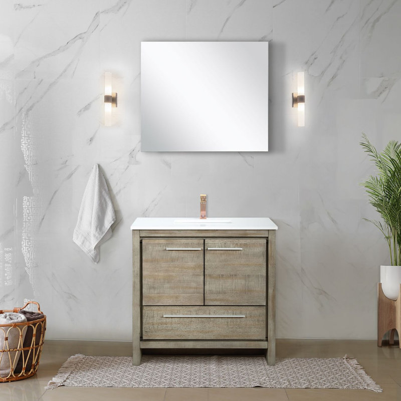 Lafarre 36" Single Bathroom Vanity Set, White, White Cultured Marble