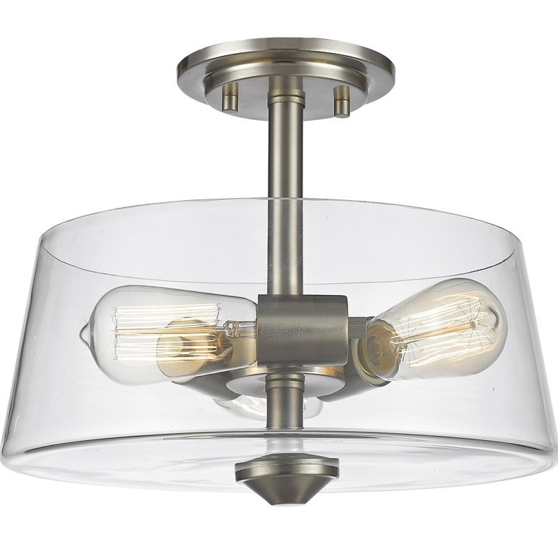 Jantz Glass Semi Flush Mount, Brushed Nickel