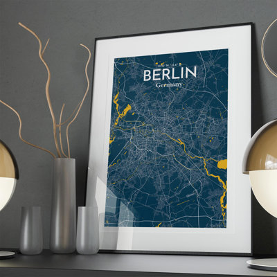 Berlin City Map in Amuse 1 Piece Wall Art
