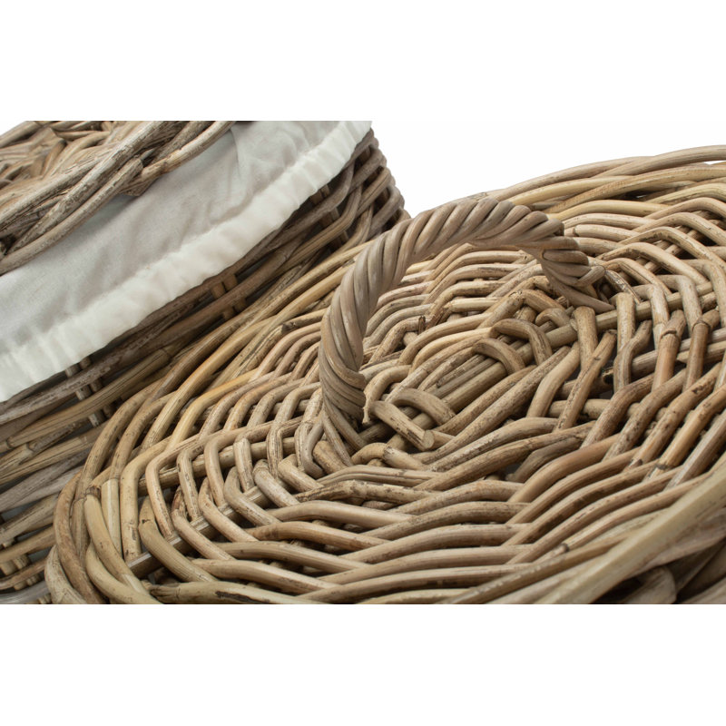 Wicker 2 Piece Laundry Hamper Basket set with Lining