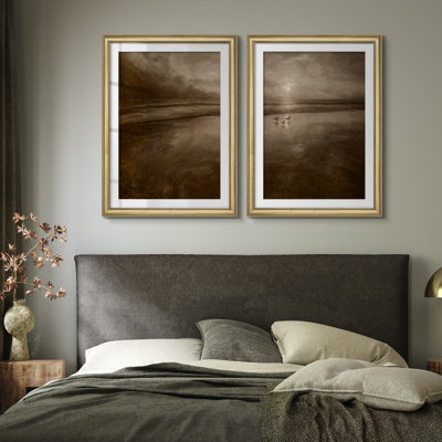 Art mural encadré Premium Premium Fine Art Antique Classic pour chambre à coucher - 26 po x 36 po avec ensemble de 2 tapis