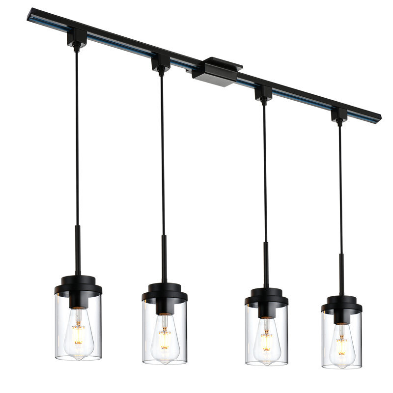 Luminaires suspendus de type H pour luminaire sur rail suspendu à 4 lumières, comprenant 39,4 pouces de rail d'éclairage de type H et connecteur à baldaquin flottant à rail en H, douille E26, paquet de 4