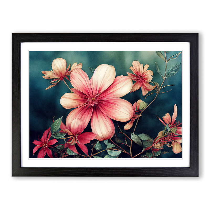 Irresistible Watercolour Flowers - Single Picture Frame Print, Black Framed, 46cm H x 64cm W x 2cm D
