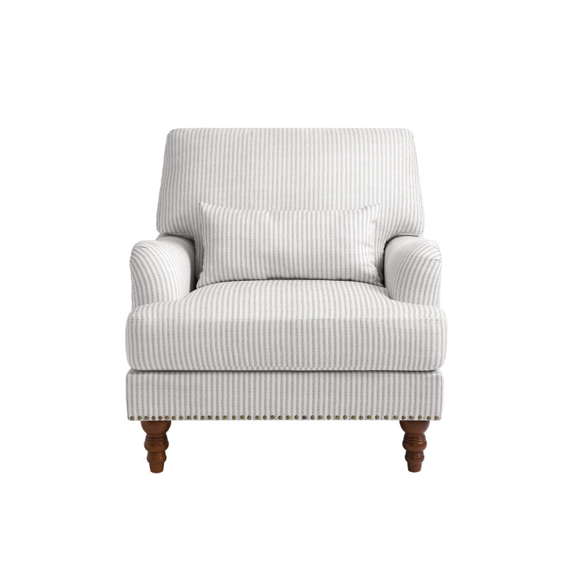 Upholstered Armchair, PINSTRIPE GRAY Chenille