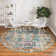 Tapis bleu sarcelle abstrait Ector