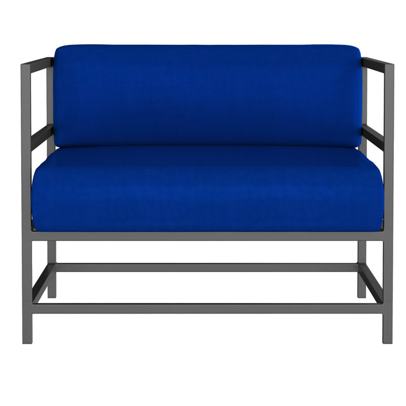 Fauteuil club Delano, non, Toile Sunbrella® bleu pacifique, Gris Tex