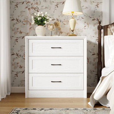 3-Drawer Nightstand With Wood Grain Finish
