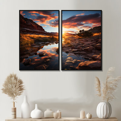 Coucher de soleil sur la montagne Utah II - ensemble de 2 décorations murales modernes
