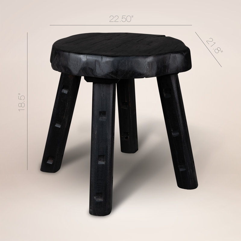 Ebonized Totem Stool (Short) ~ Inspired by its charred, sculptural presence, this 100% reclaimed stool embodies both primal craftsmanship and modern minimalism, like a relic reborn in ebony.