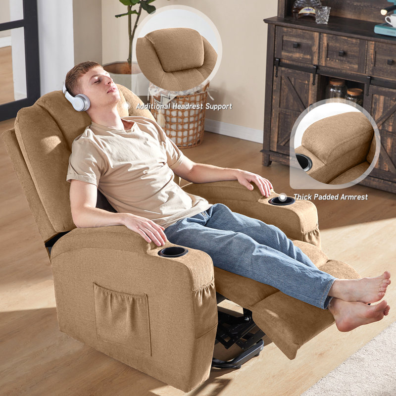 Fauteuil inclinable électrique Bremerton avec télécommande, porte-gobelets et poches latérales
