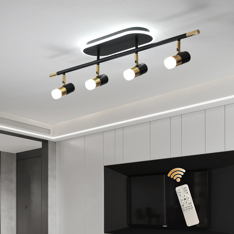 Plafonnier sur rail 4 lumières Clotaire, Matte Black