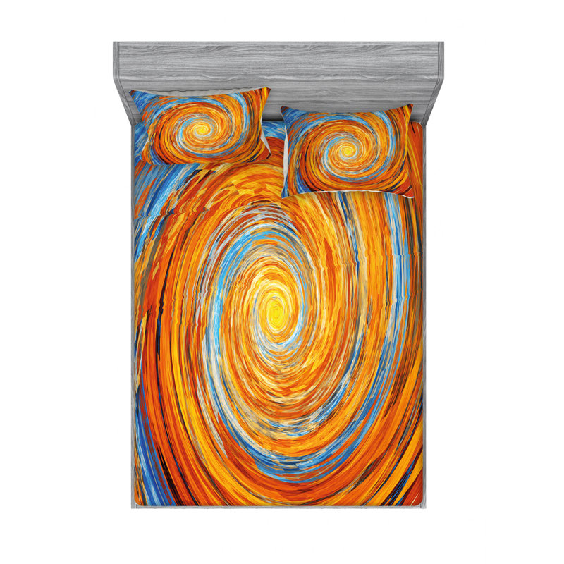 Ensemble de draps Hippie Vortex, Ensemble de draps pour grand lit avec 2 taies d'or