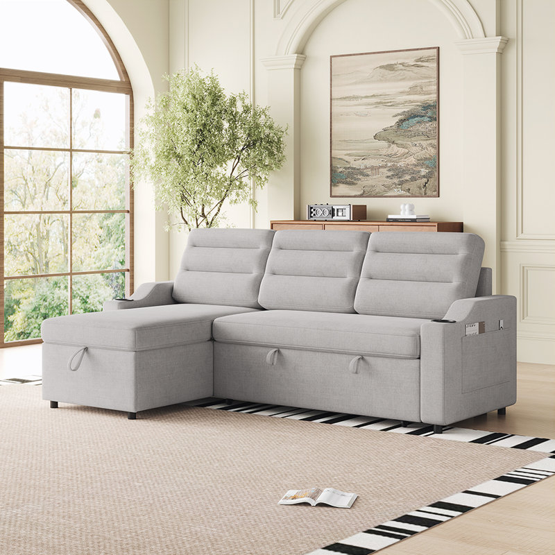 Sleeper Sofa, Light Gray Fabric Duplicate