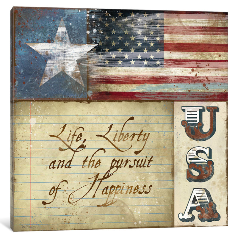« usa » par carol robinson, impression sur toile tendue, H 18 po x l 18 po x P 1,5 po, Toile avec cadre noir, Pas de tapis