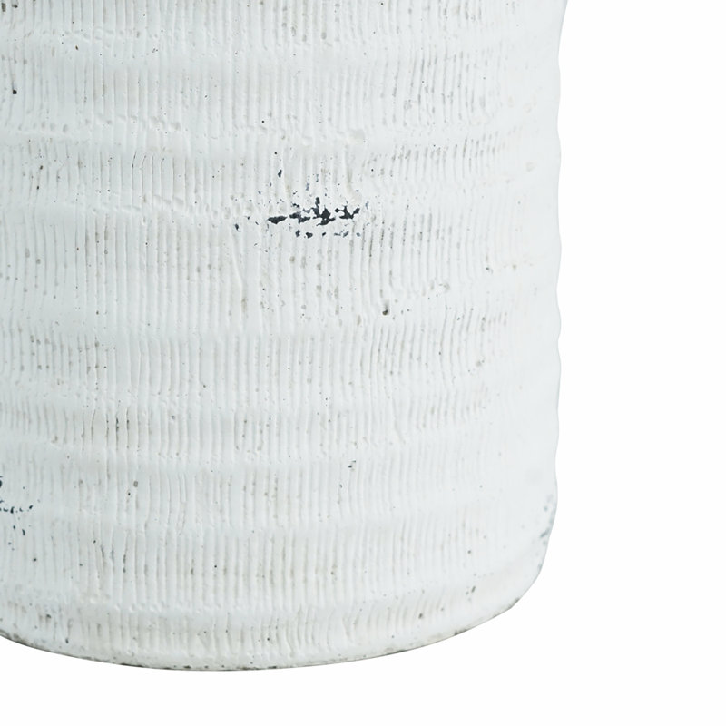 Combes Cement Accent Vase with Ridged Design - 6.5" x 6.5" x 12" - White