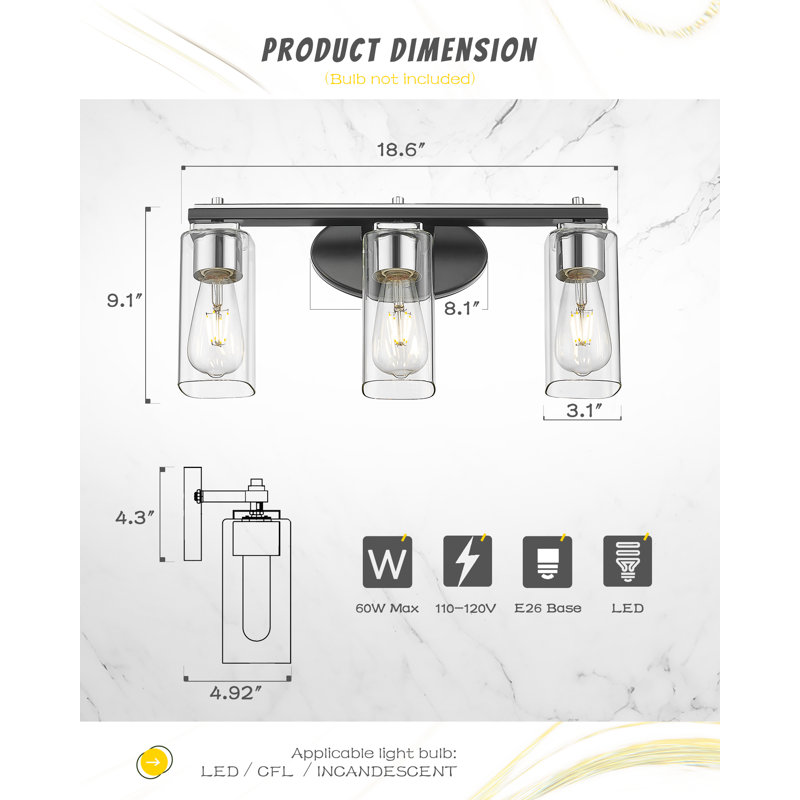 Éclairage pour meuble-lavabo à 3 lumières Thekla